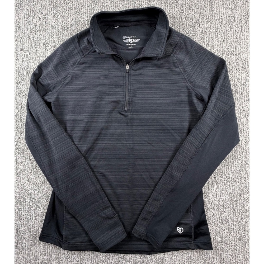 Straight Down Quarter Zip Pullover Womens Medium Grey Space Dye Thumbholes